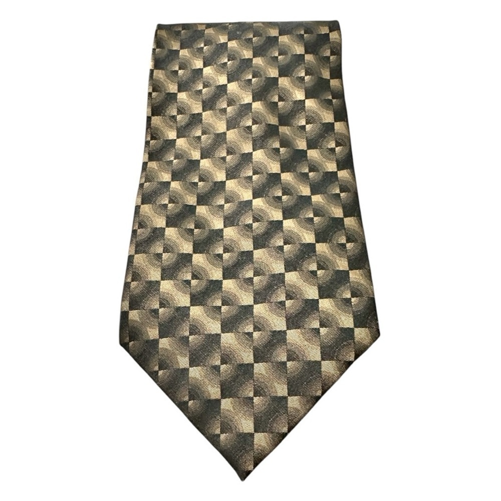 J. Ferrar Brown/Black 100% Silk Tie